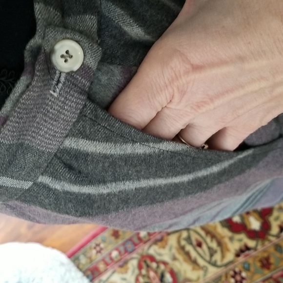 VINTAGE Ultra Cashmere by Midori Striped A Line Skirt 10 Grey Purple - Picture 4 of 8